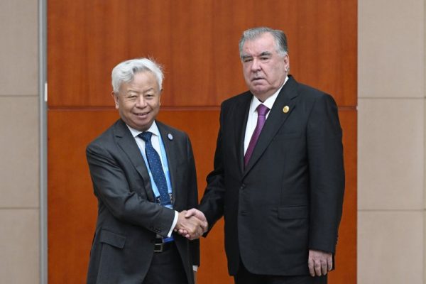 Президенти Ҷумҳурии Тоҷикистон Эмомалӣ Раҳмон бо Президенти Бонки Осиёии Сармоягузориҳои Инфрасохторӣ (БОСИ) Ҷин Литсюн мулоқот намуданд